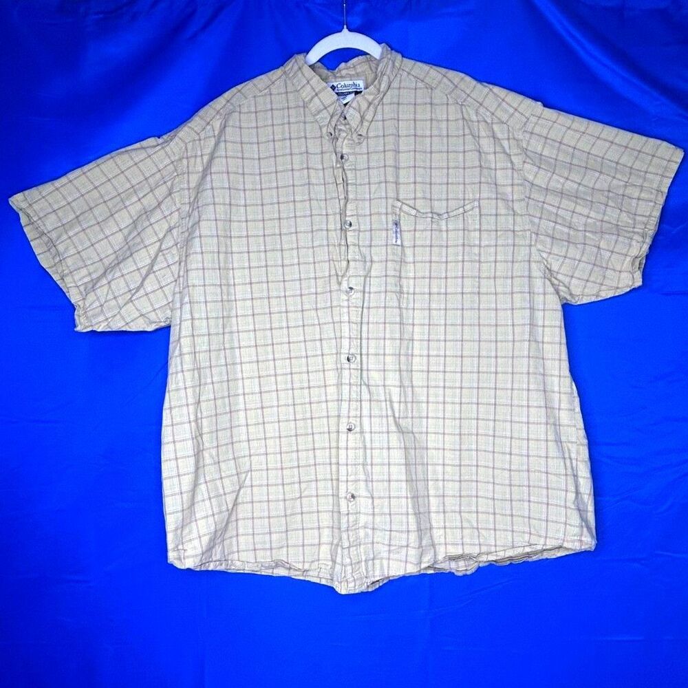 Columbia Mens‎ Plaid Short Sleeve Shirt 3X Big Cotton Tall Outdoor Sportswear